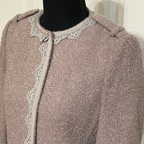 Banana Republic Lace Trim Mauve Wool Blend Blazer Jacket Women's Sz 2 - Picture 10 of 13